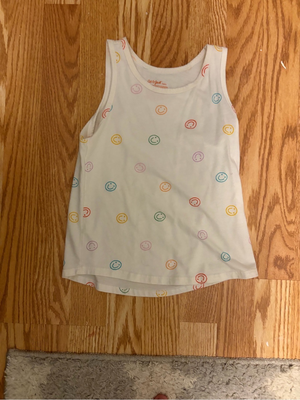 Cat & Jack White Tank Top with Multicolor Smiley Faces